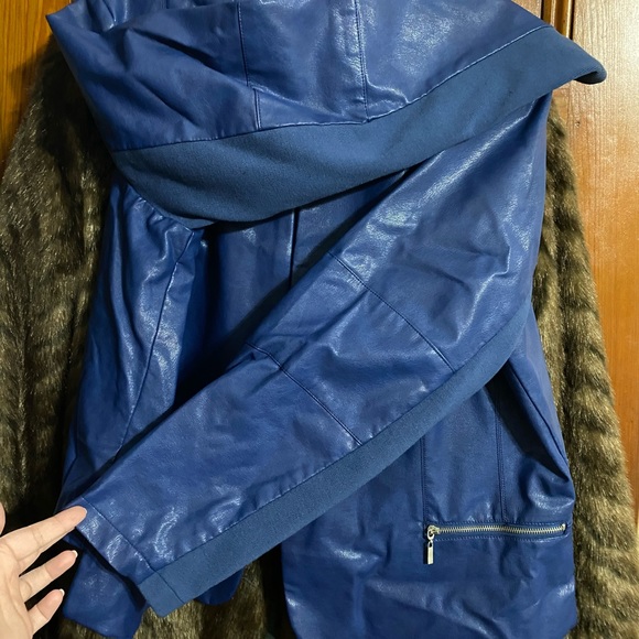 Kate & Mallory Royal Blue Faux Leather Jacket with Silky Lined Interior, Size 1X - Picture 7 of 7